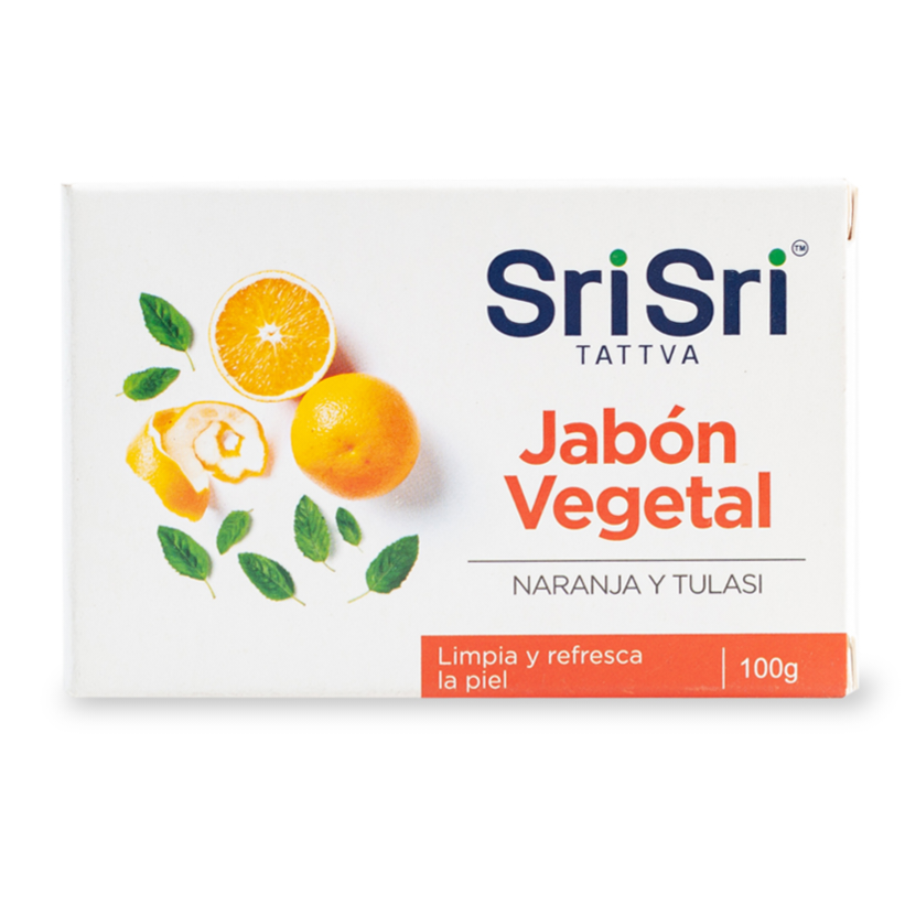 JABÓN VEGETAL NARANJA Y TULASI Sri sri